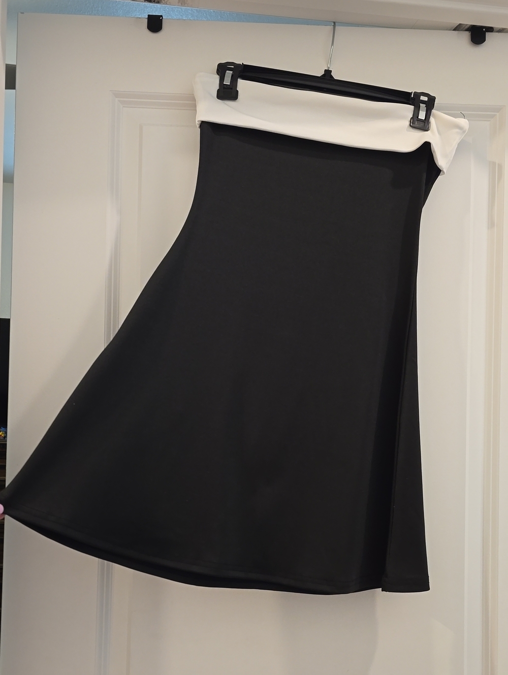 SHEIN Black Strapless A-Line Dress with White Foldover